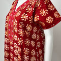 Red Batik Printed Pure Cotton Nighty