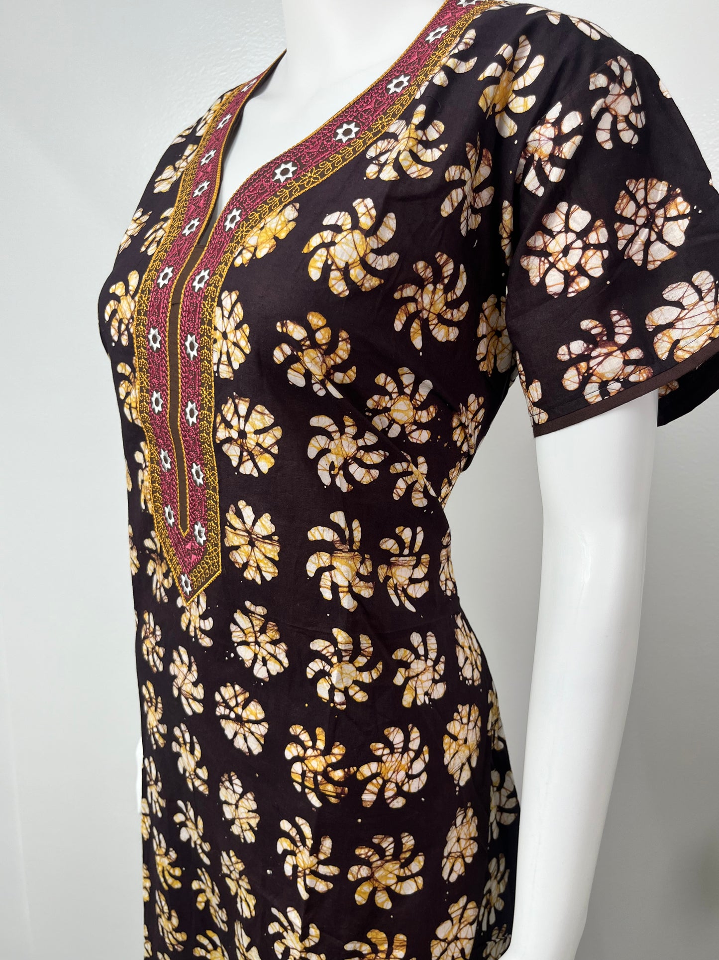 Brown Batik Print 100% Cotton Women's Nighty Soft & Breathable