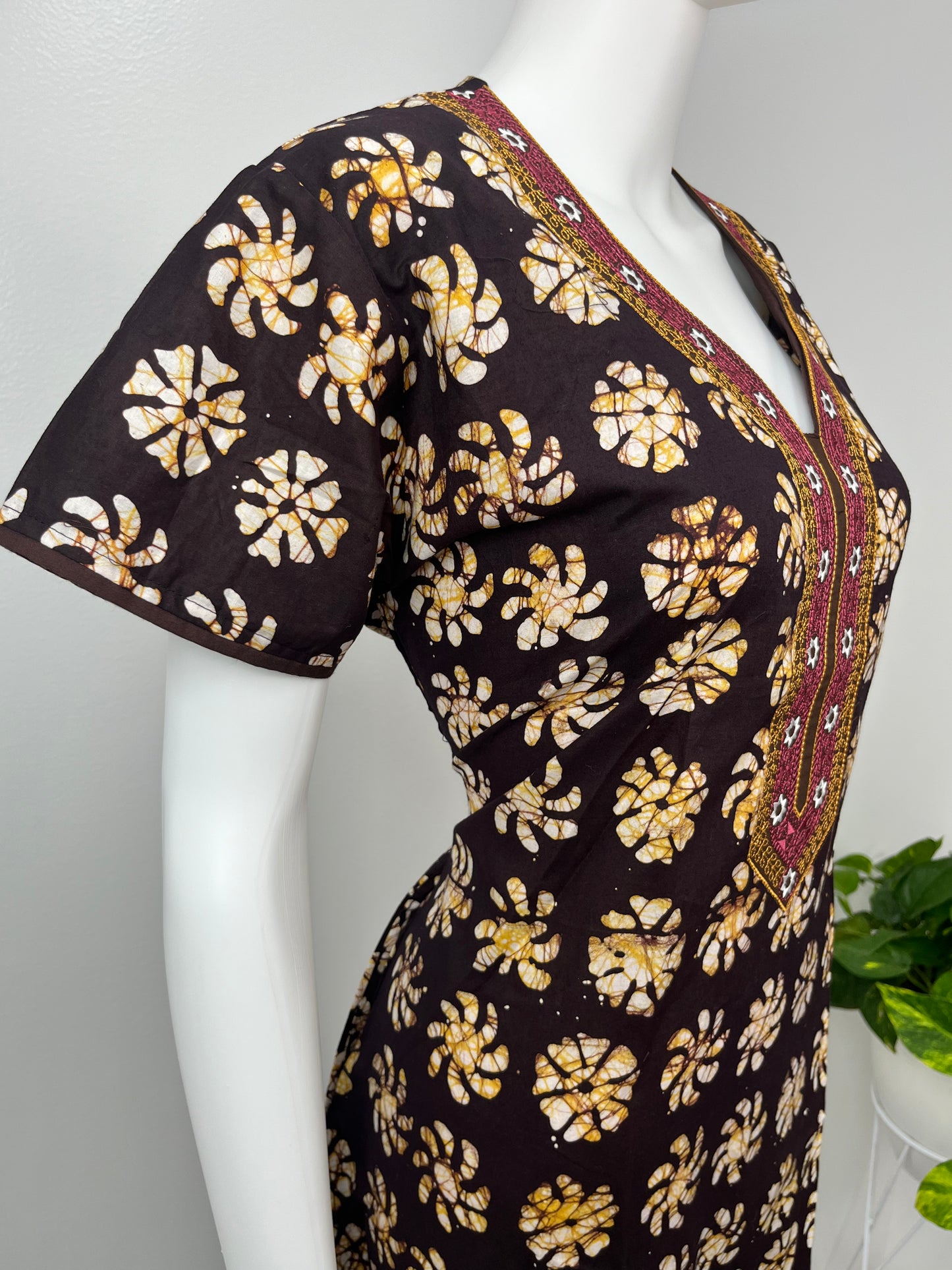 Brown Batik Print 100% Cotton Women's Nighty Soft & Breathable