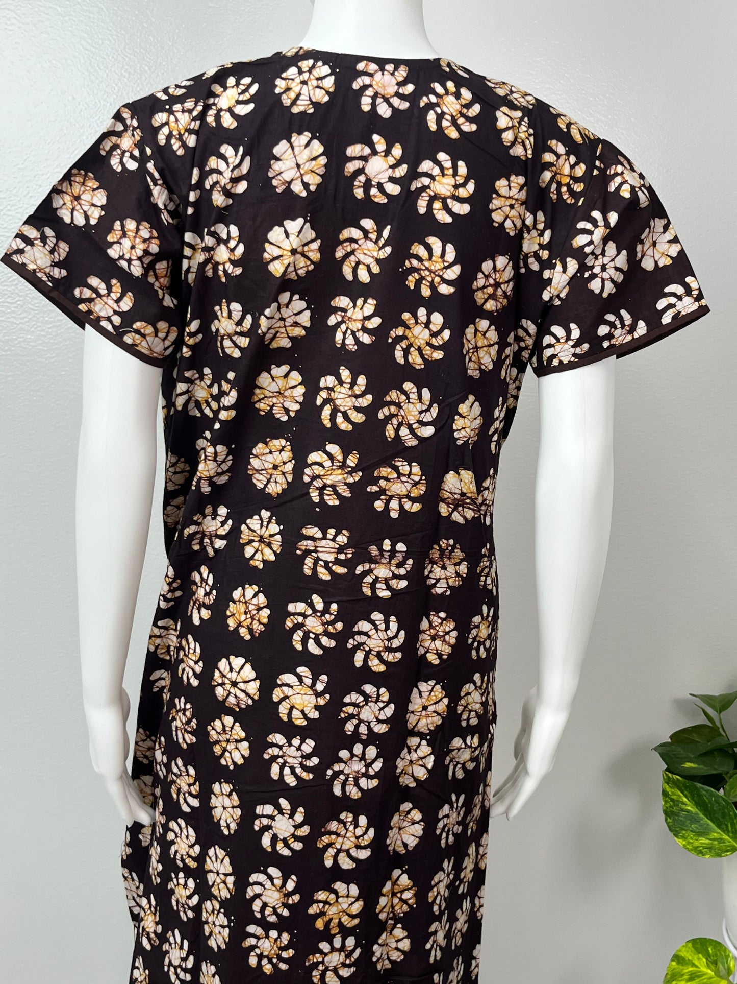 Brown Batik Print 100% Cotton Women's Nighty Soft & Breathable