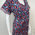Navy Blue Pleated 100% Cotton Nighty for Women