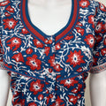 Navy Blue Pleated 100% Cotton Nighty for Women