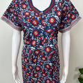 Navy Blue Pleated 100% Cotton Nighty for Women