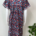 Navy Blue Pleated 100% Cotton Nighty for Women