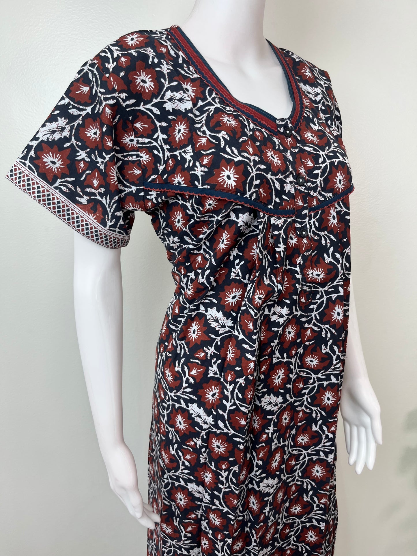 Black Pure Cotton Nightgown Soft & Comfortable