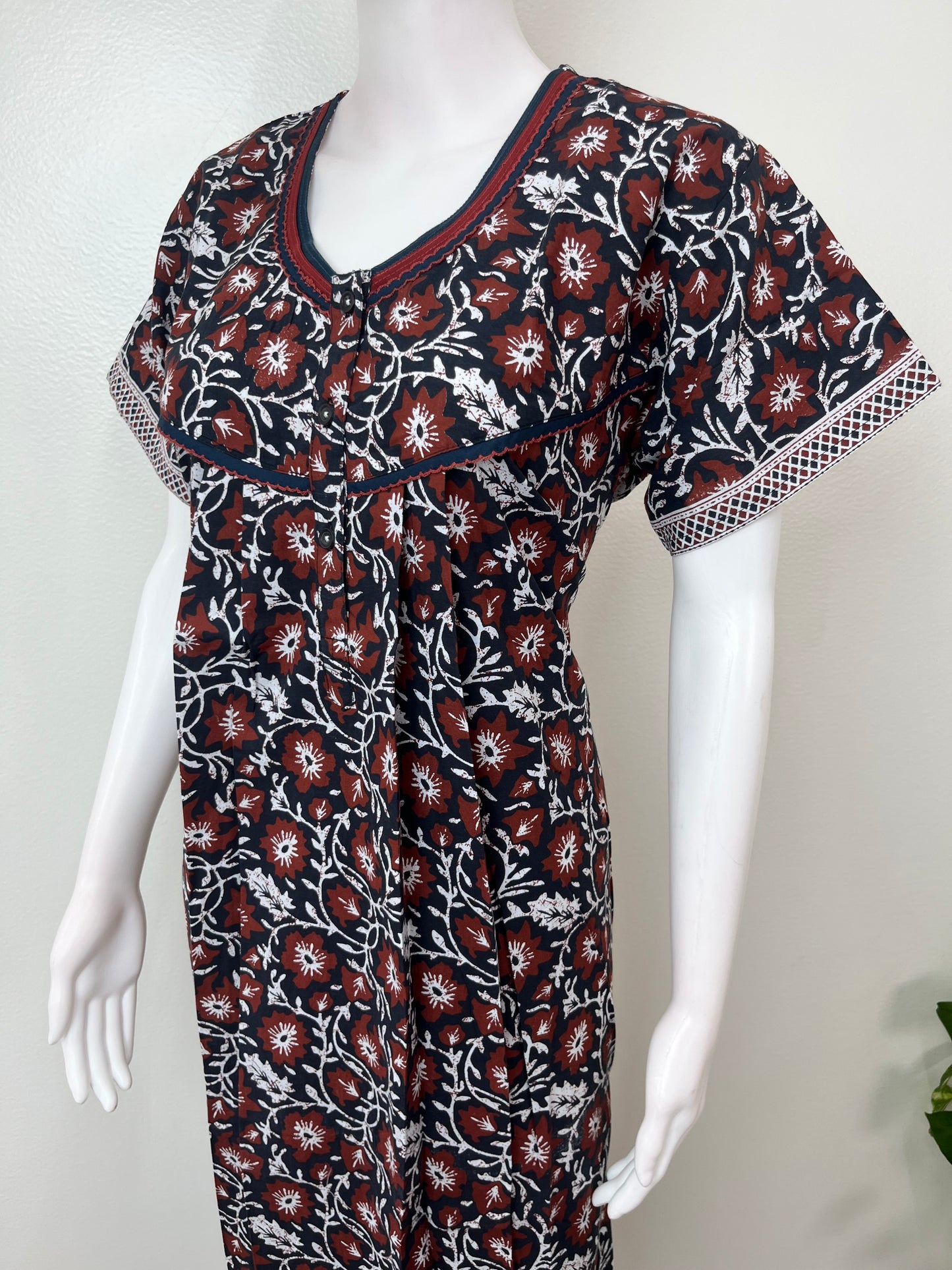 Black Pure Cotton Nightgown Soft & Comfortable