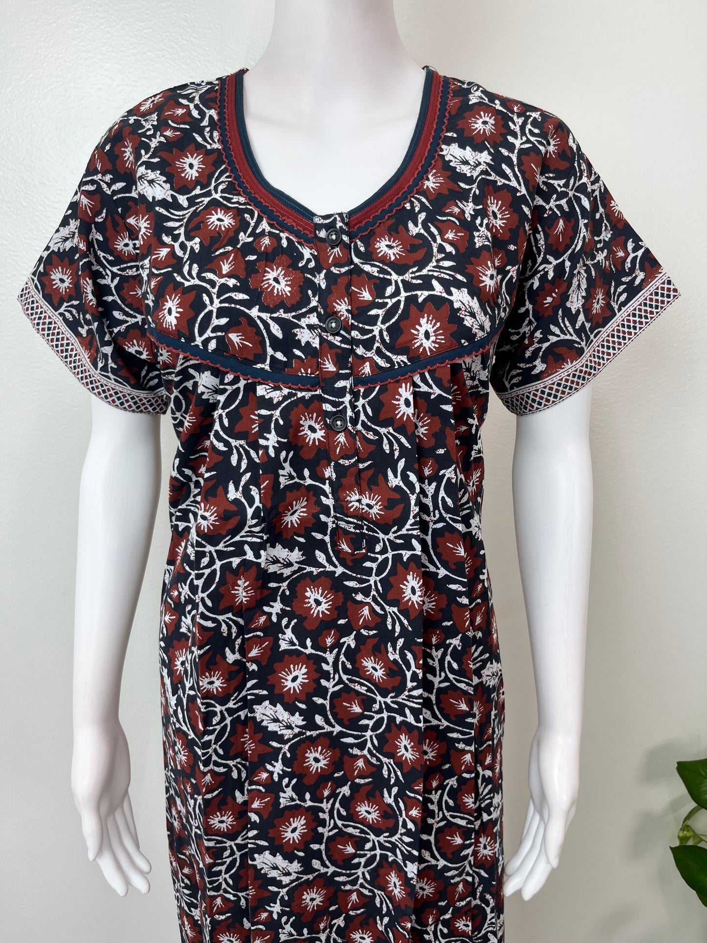 Black Pure Cotton Nightgown Soft & Comfortable
