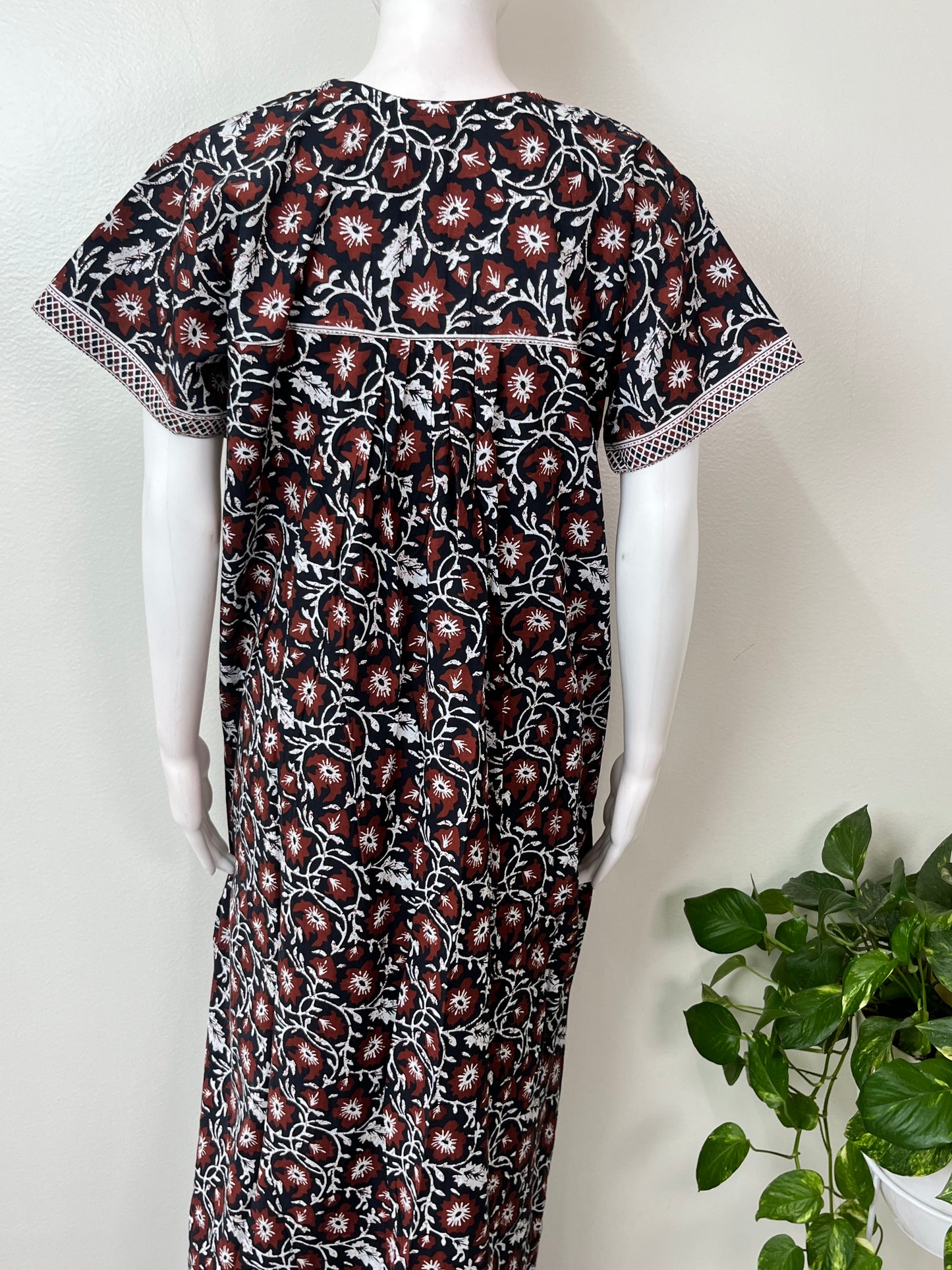Black Pure Cotton Nightgown Soft & Comfortable