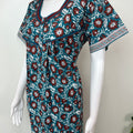 Blue Pure Cotton Nighty with Contrast Print