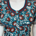 Blue Pure Cotton Nighty with Contrast Print