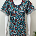 Blue Pure Cotton Nighty with Contrast Print