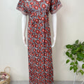 Gray & Red 100% Pure Cotton Nighty