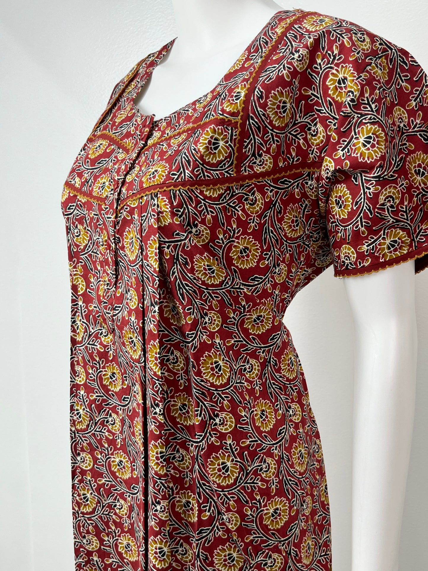 Maroon Pure Cotton Nightgown with Contrast Print