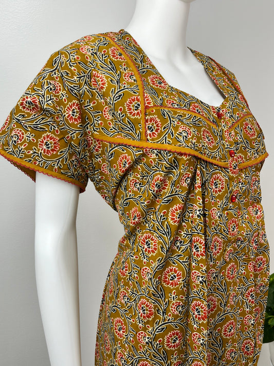 Brown Printed Pure Cotton Nighty Soft & Comfortable