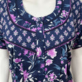 Navy Blue Pure Cotton Nightgown Comfortable & Elegant