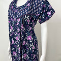 Navy Blue Pure Cotton Nightgown Comfortable & Elegant