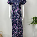Navy Blue Pure Cotton Nightgown Comfortable & Elegant