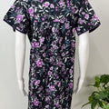 Black Pure Cotton Nighty With Contrast Print