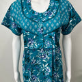 Teal Blue Pure Cotton Nightgown for Women