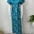 Teal Blue Pure Cotton Nightgown for Women