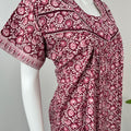 Maroon Pure Cotton Pleated Nighty Soft & Elegant