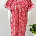 Red Printed Pure Cotton Nightgown for Women
