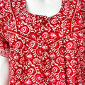 Red Printed Pure Cotton Nightgown for Women
