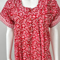 Red Printed Pure Cotton Nightgown for Women