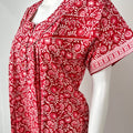 Red Printed Pure Cotton Nightgown for Women