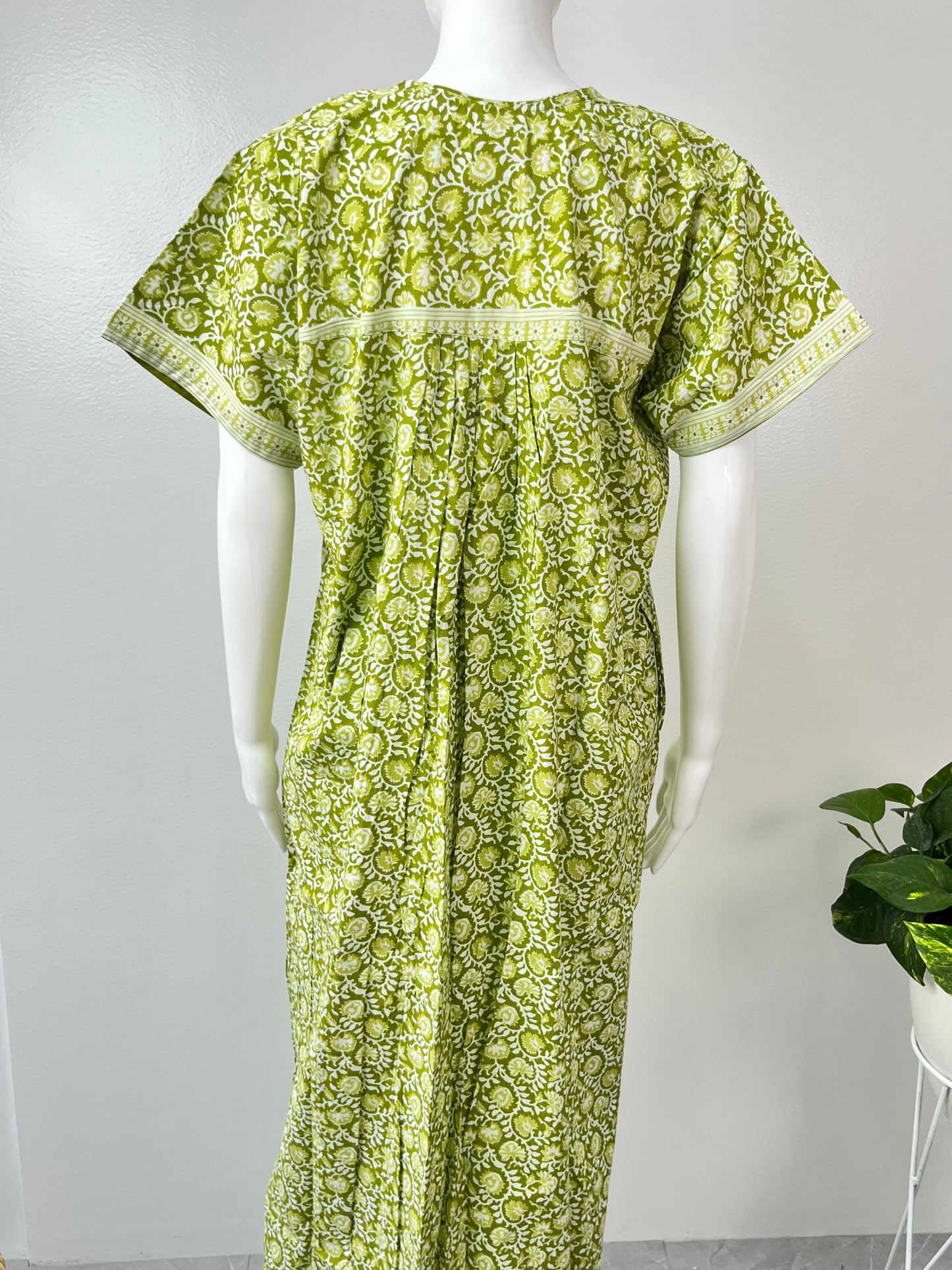 Green Printed Pure Cotton Nightgown for Women