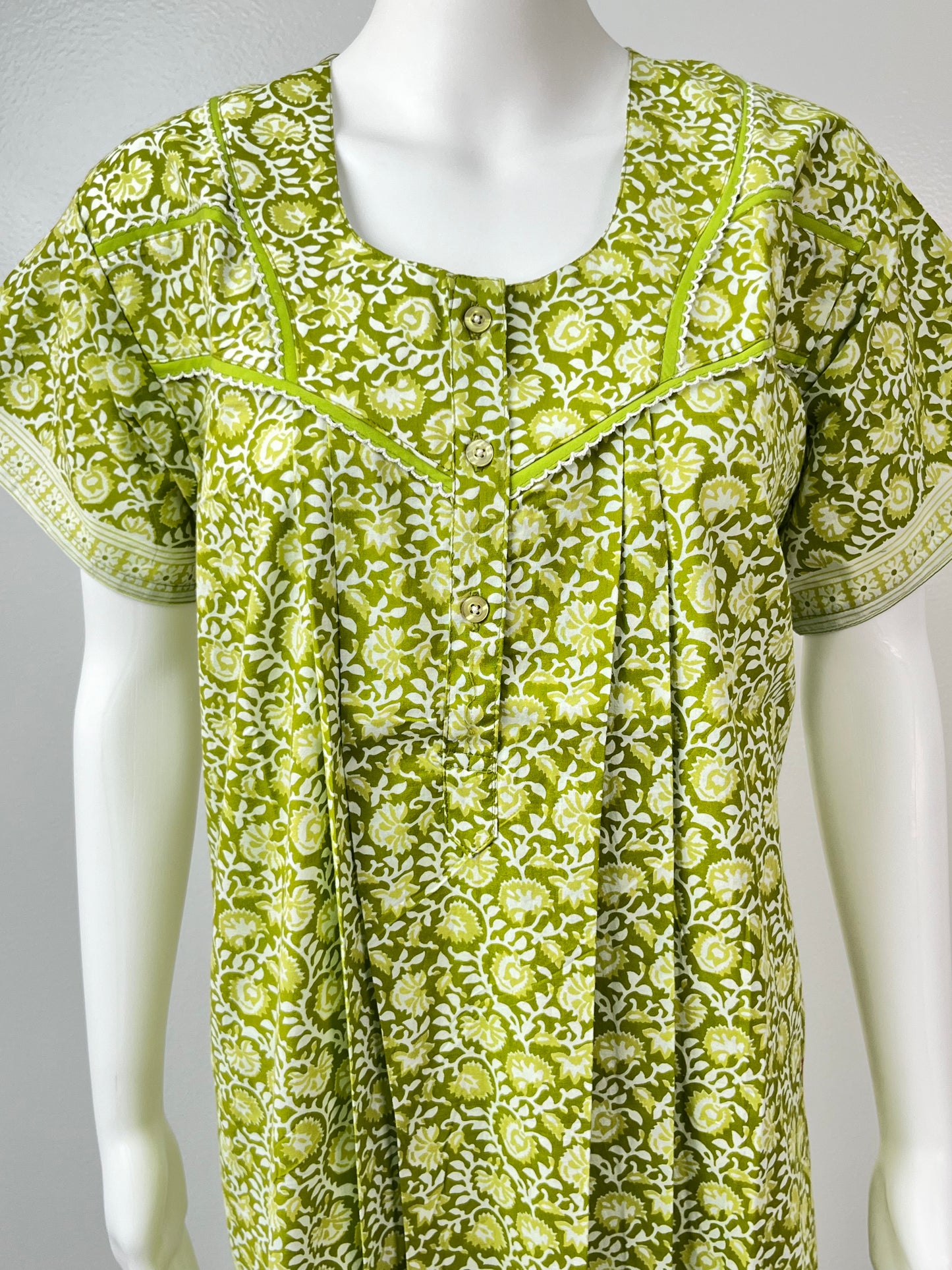 Green Printed Pure Cotton Nightgown for Women