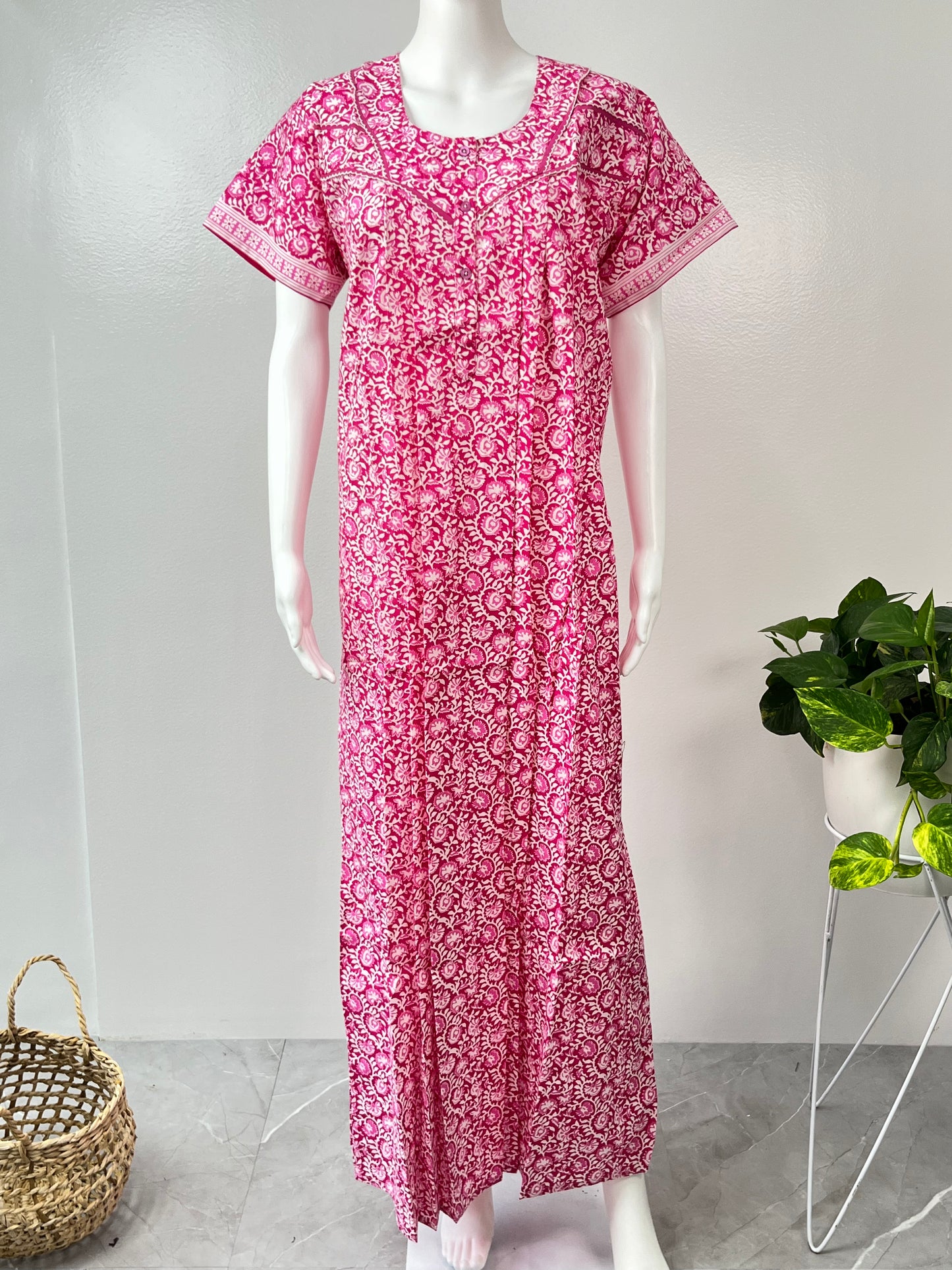 Pink Printed Women's Nighty Soft & Elegant