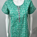 Sea Green Printed Cotton Nighty Soft & Comfortable