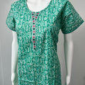 Sea Green Printed Cotton Nighty Soft & Comfortable
