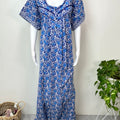 Blue Floral Printed 100% Cotton Nightgown