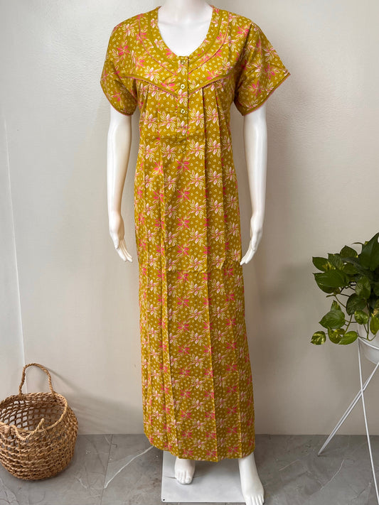 Floral Printed Pure Cotton Nightgown