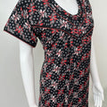 Black Floral Printed 100% Cotton Nightgown