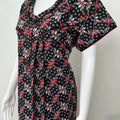 Black Floral Printed 100% Cotton Nightgown