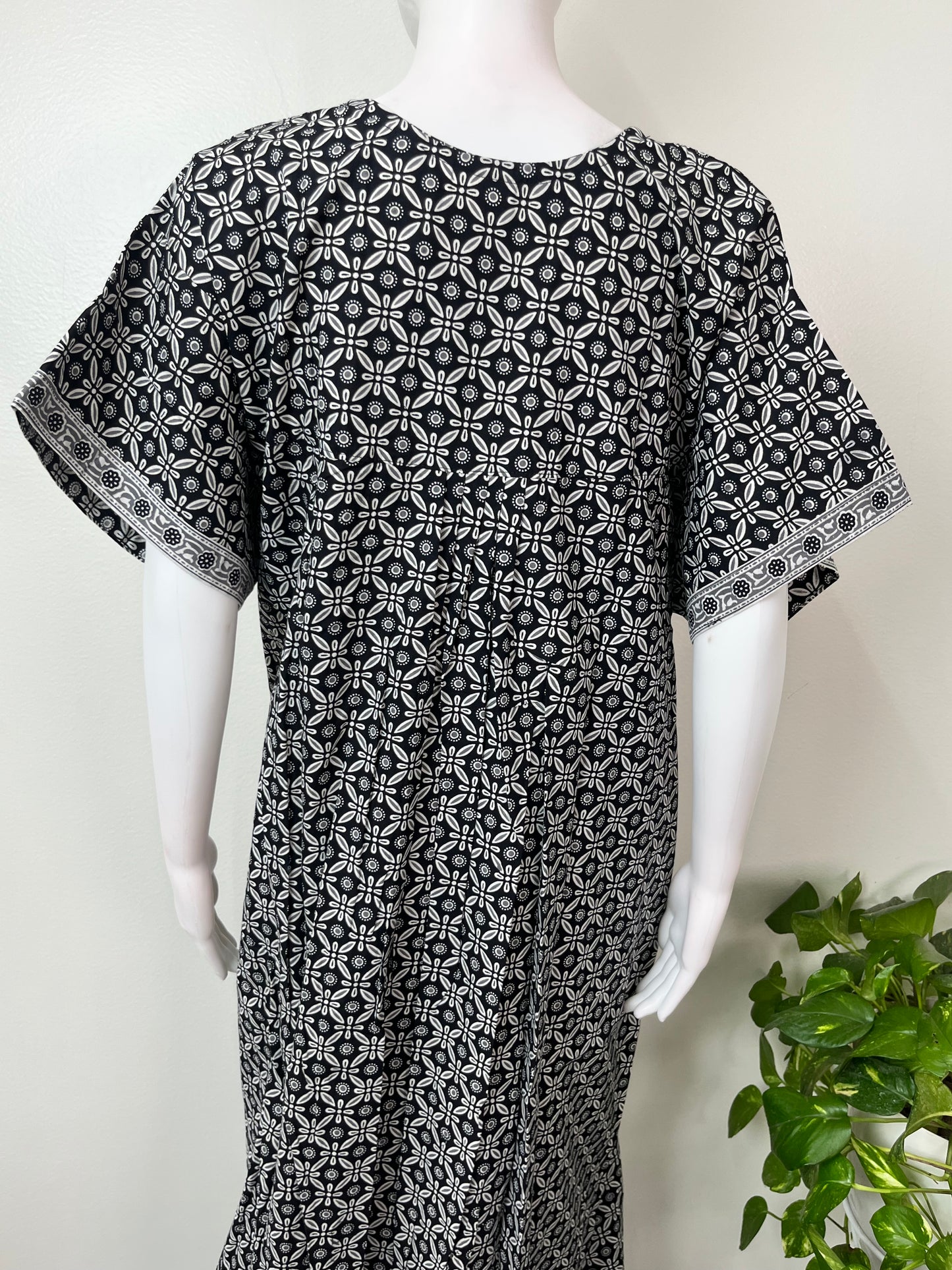 Black Pleated 100% Cotton Nighty