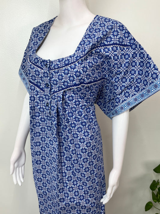 Royal Blue Pure Cotton Women's Nightgown