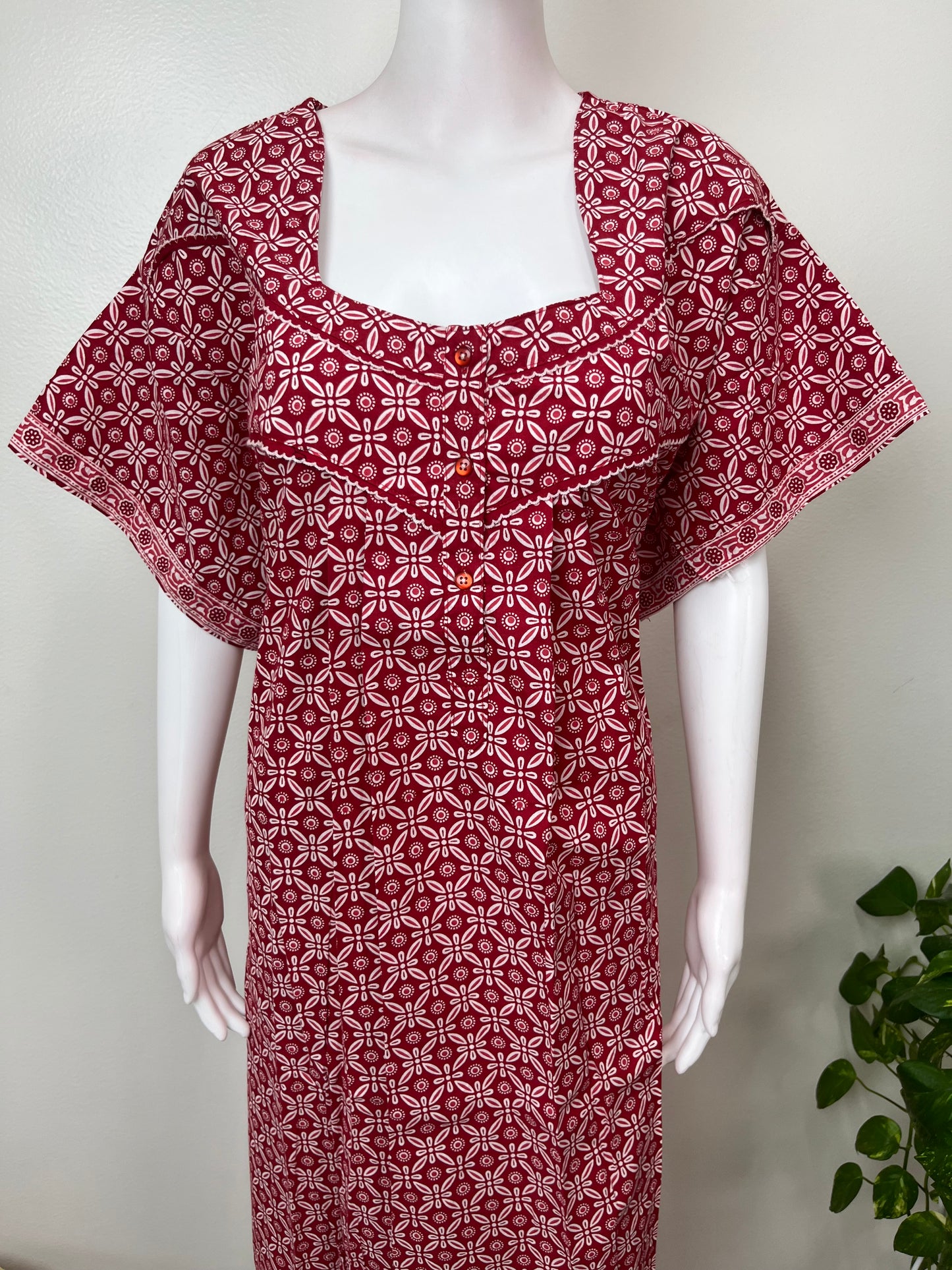 Red Pure Cotton Nighty for Women