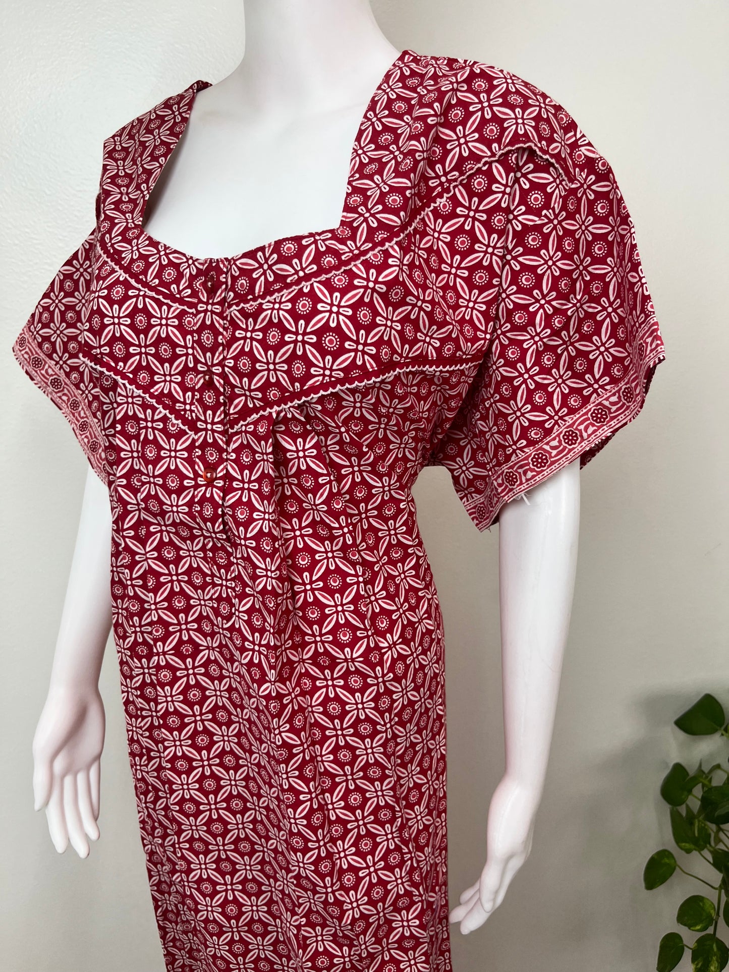 Red Pure Cotton Nighty for Women