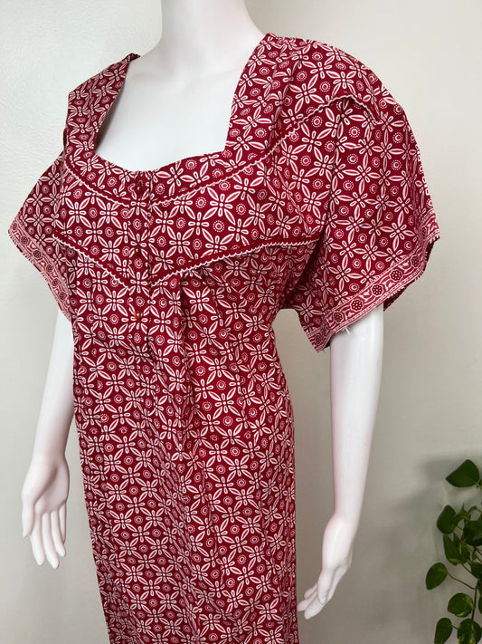 Red Pure Cotton Nighty for Women