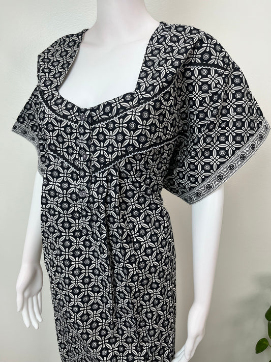 Black Pleated 100% Cotton Nighty