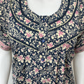 Navy Blue Pleated Pure Cotton Women's Nighty
