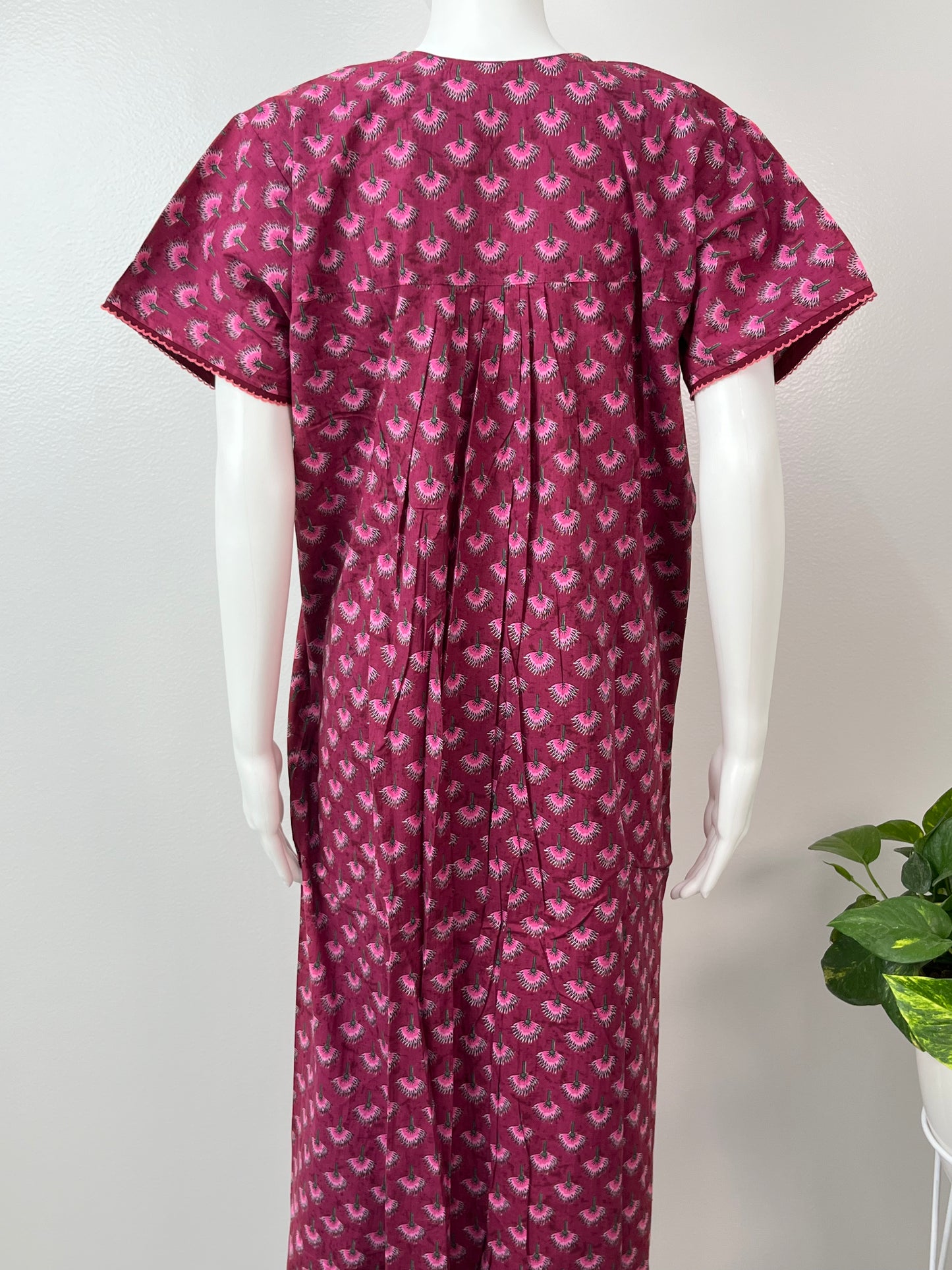Floral Hot Pink Pure Cotton Women's Nightgown