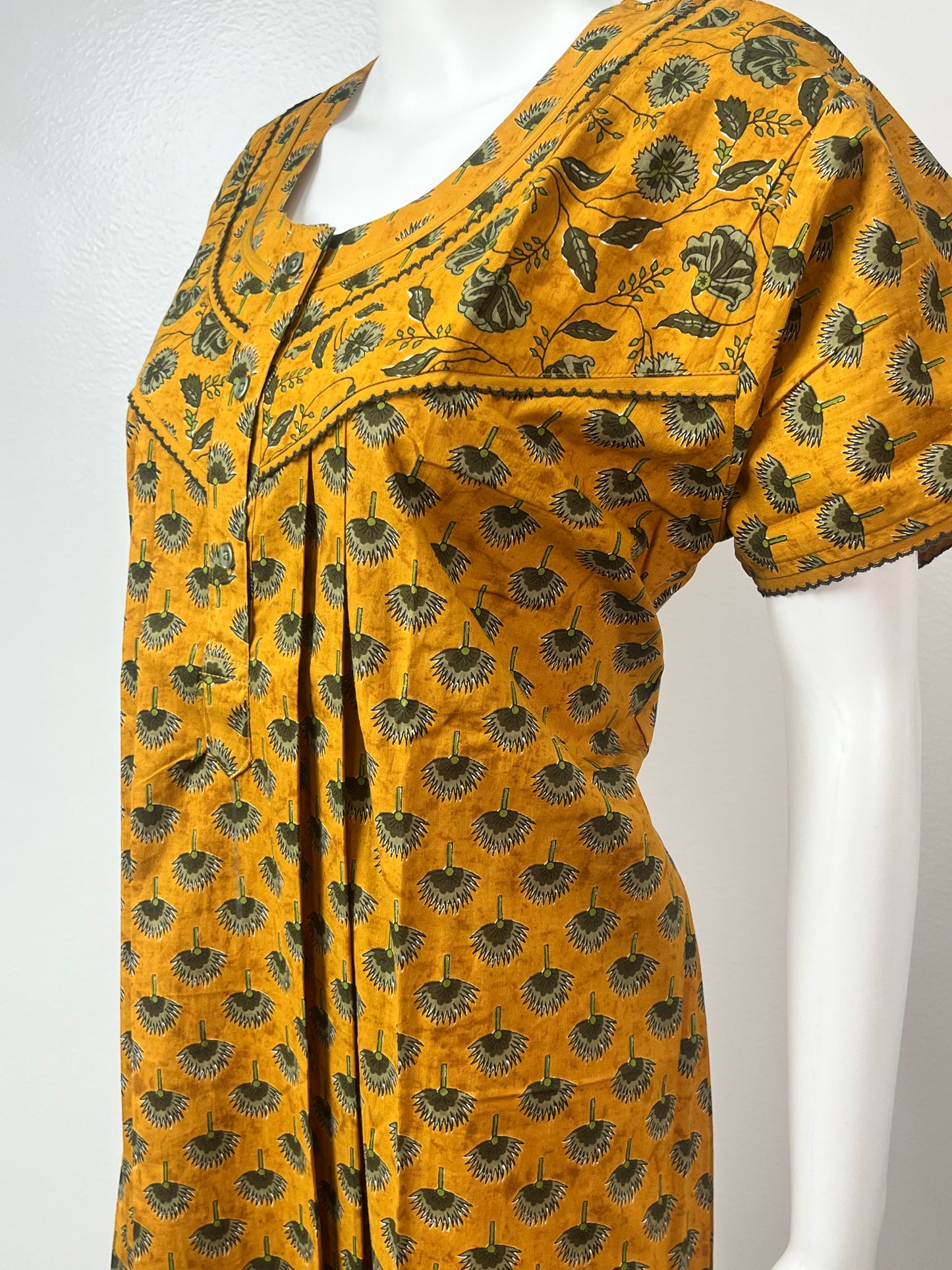 Mustard Printed 100% Cotton Women's Nighty
