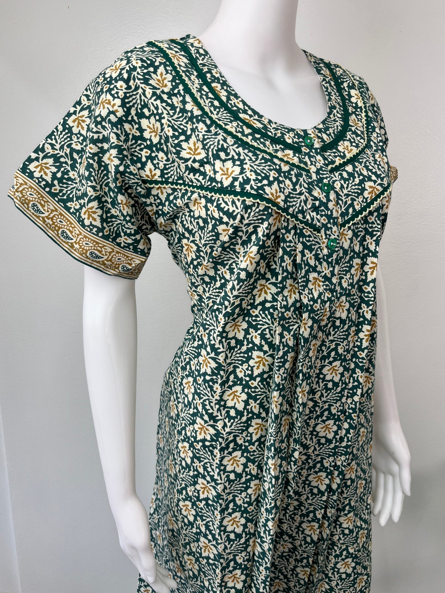 Green Printed Pure Cotton Nighty