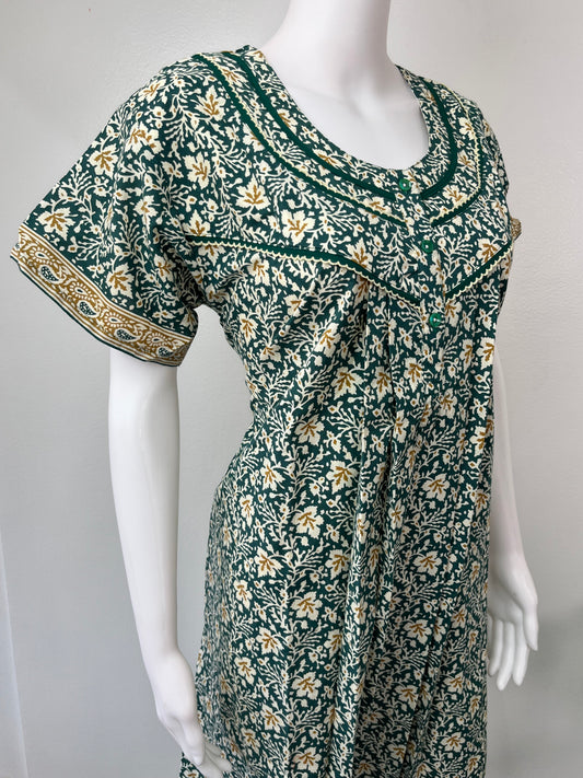 Green Printed Pure Cotton Nighty