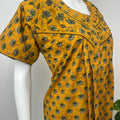 Mustard Printed 100% Cotton Women's Nighty